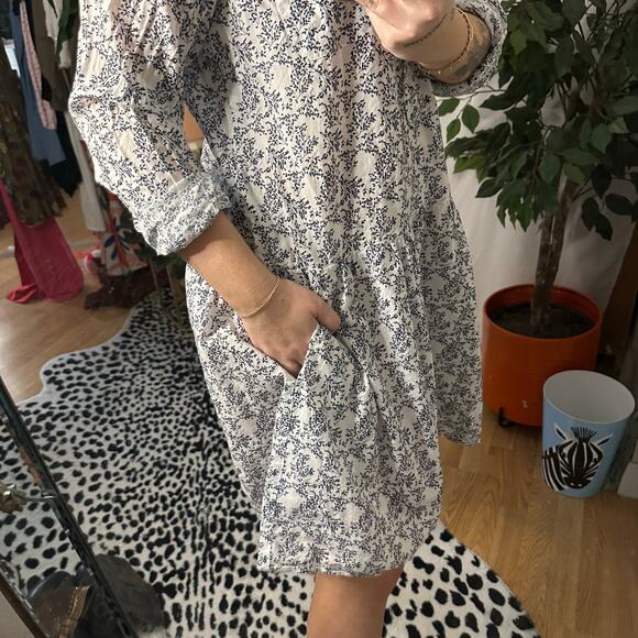 Grayson Floral Long Sleeve Mini Shirt Dress Gray 3 - Picture 4 of 7